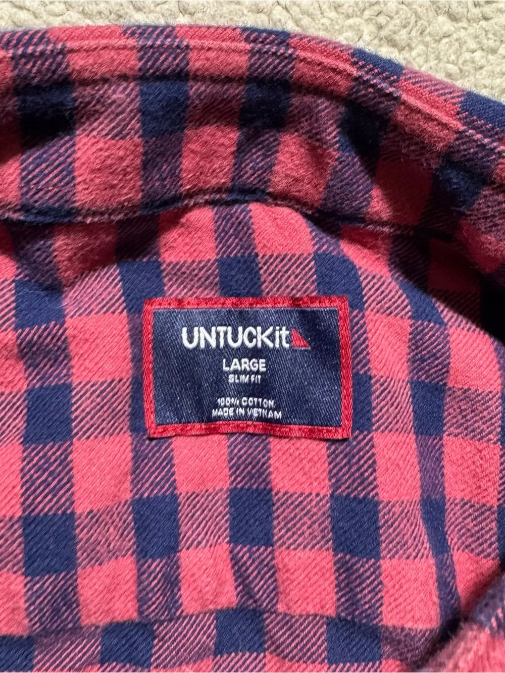 UnTuckIt Shirt Mens Large Slim Fit Plaid Button-Up Long Sleeve Collared Bricco